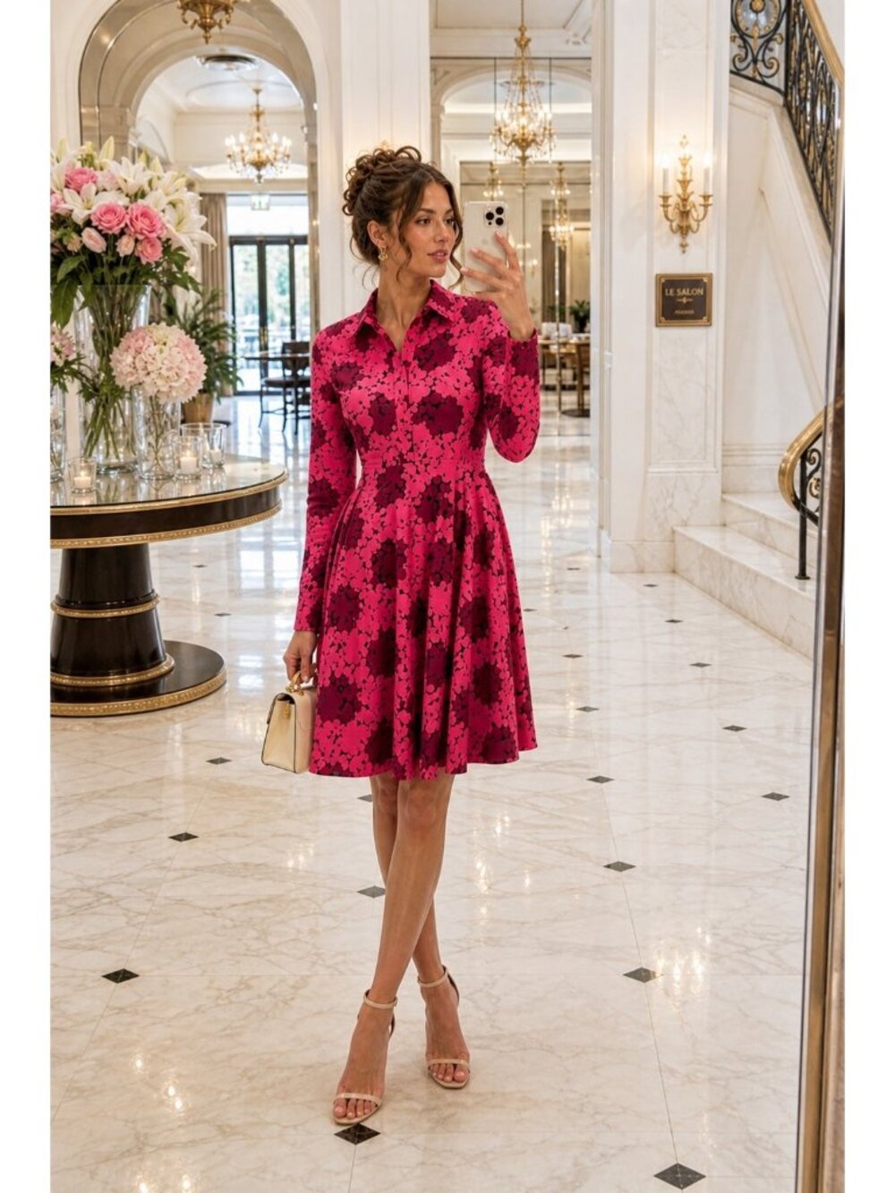 Kate Spade Bubble Dot Smocked Shirt Dress Pink Fit & Flare Size 0 New